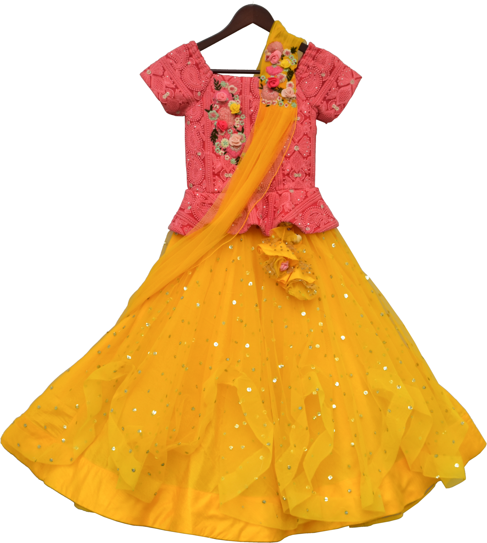 Load Image Into Gallery Viewer, Girls Peach Embroidery - Day Dress (1746x2048), Png Download