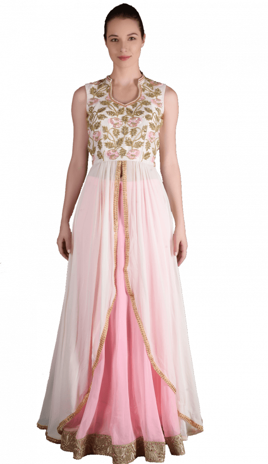 Ivory & Baby Pink Cape Lehenga - Bhumika Grover Designer Collection (540x935), Png Download