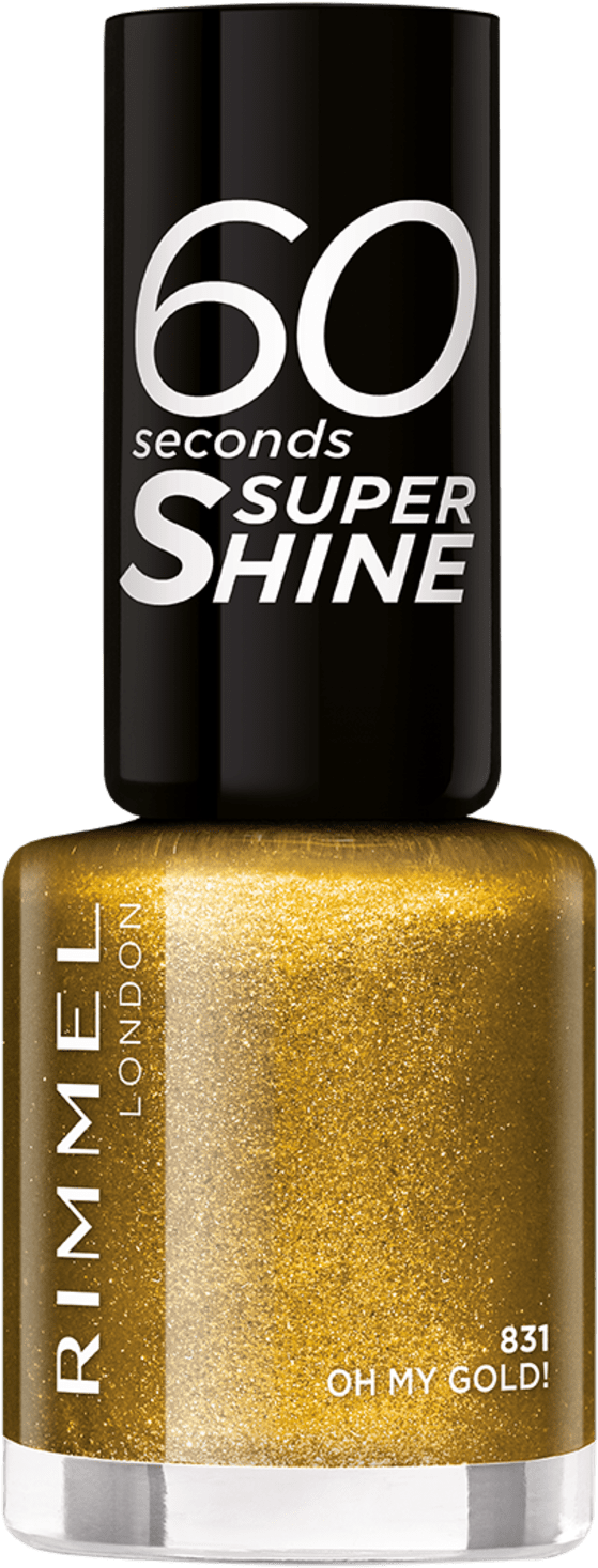 Xmas Party On 60 Seconds Glitter Nails - Rimmel 60 Seconds Nail Polish Gold (780x1636), Png Download