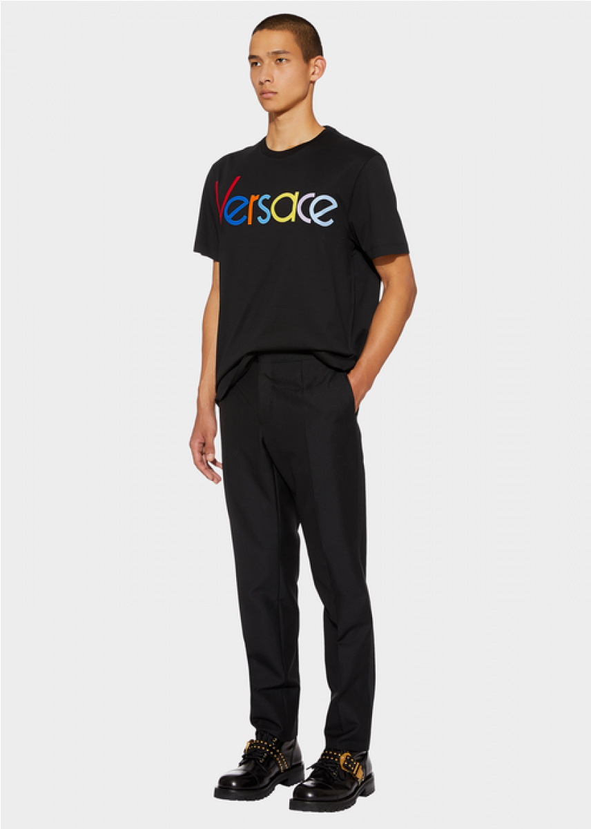 Young Versace Boys Black Embroidered Logo Top - Pocket (1200x1200), Png Download