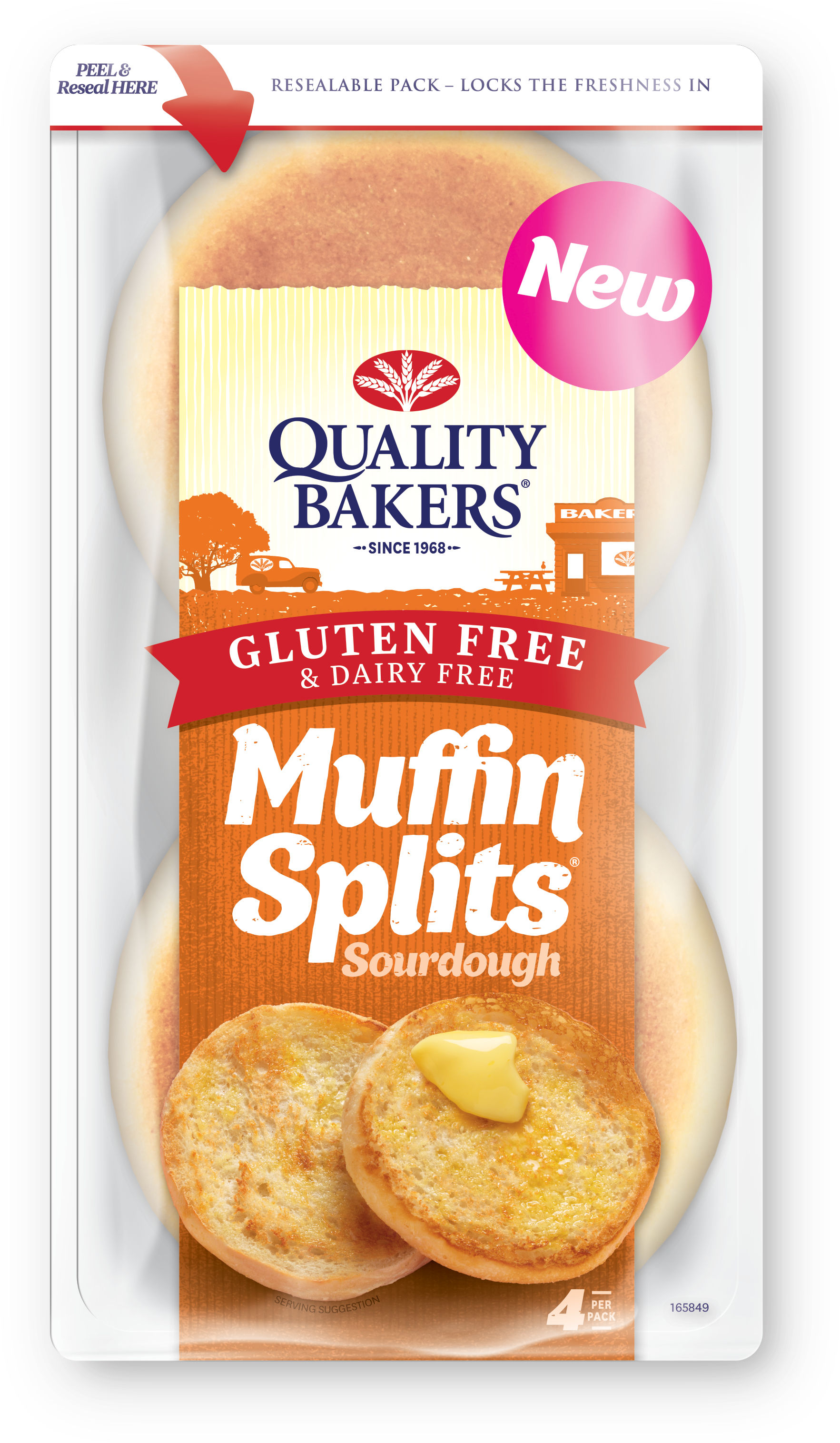 Gluten Free Sourdough Muffin Splits - Quality Bakers Gluten Free Muffin Splits (2126x3189), Png Download