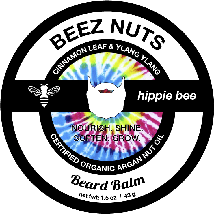 Hippie Bee Beard Balm Label Front - Circle (830x741), Png Download