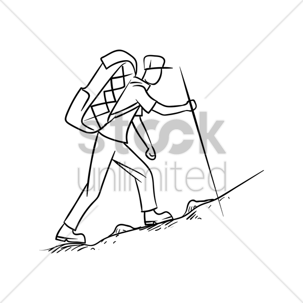 Hiker Drawing At Getdrawings - Line Art (600x600), Png Download