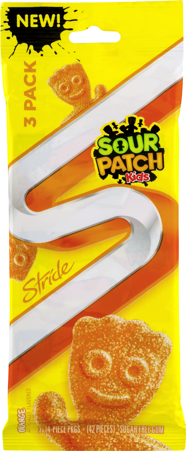 Stride Sour Patch Kids Orange Flavor Gum, 14 Pieces, - Chewing Gum (1800x1800), Png Download