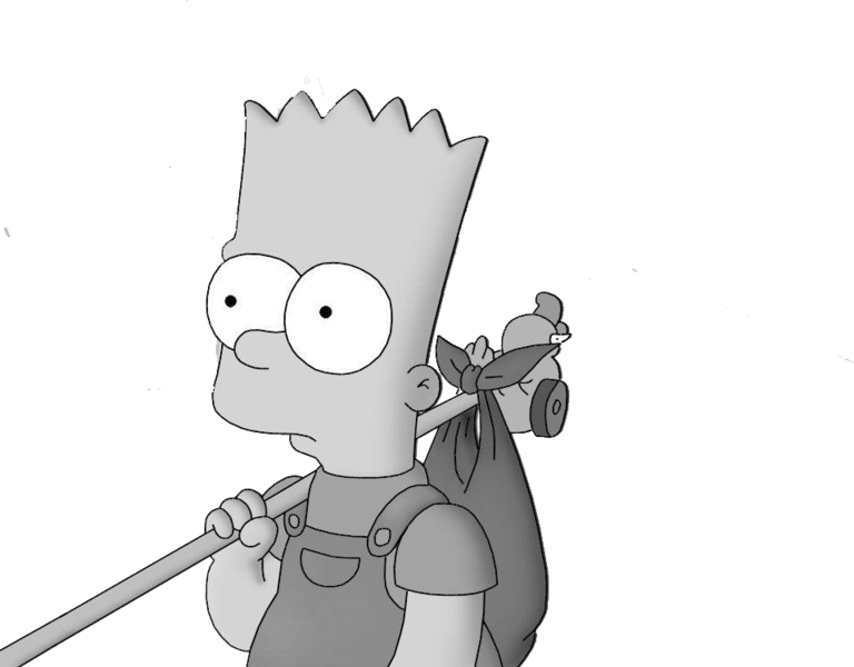 Bart Simpson Running Away (768x600), Png Download