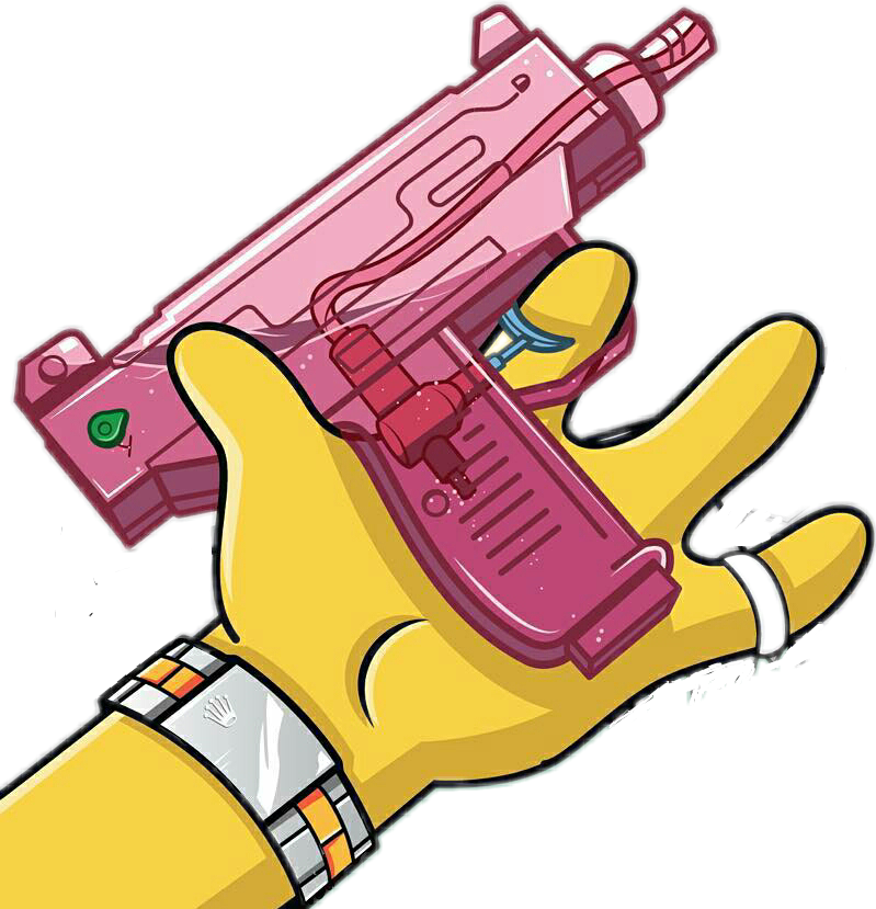 Savage Yellow Bartsimpson Pistola - Lean And Weed Cartoon (799x829), Png Download