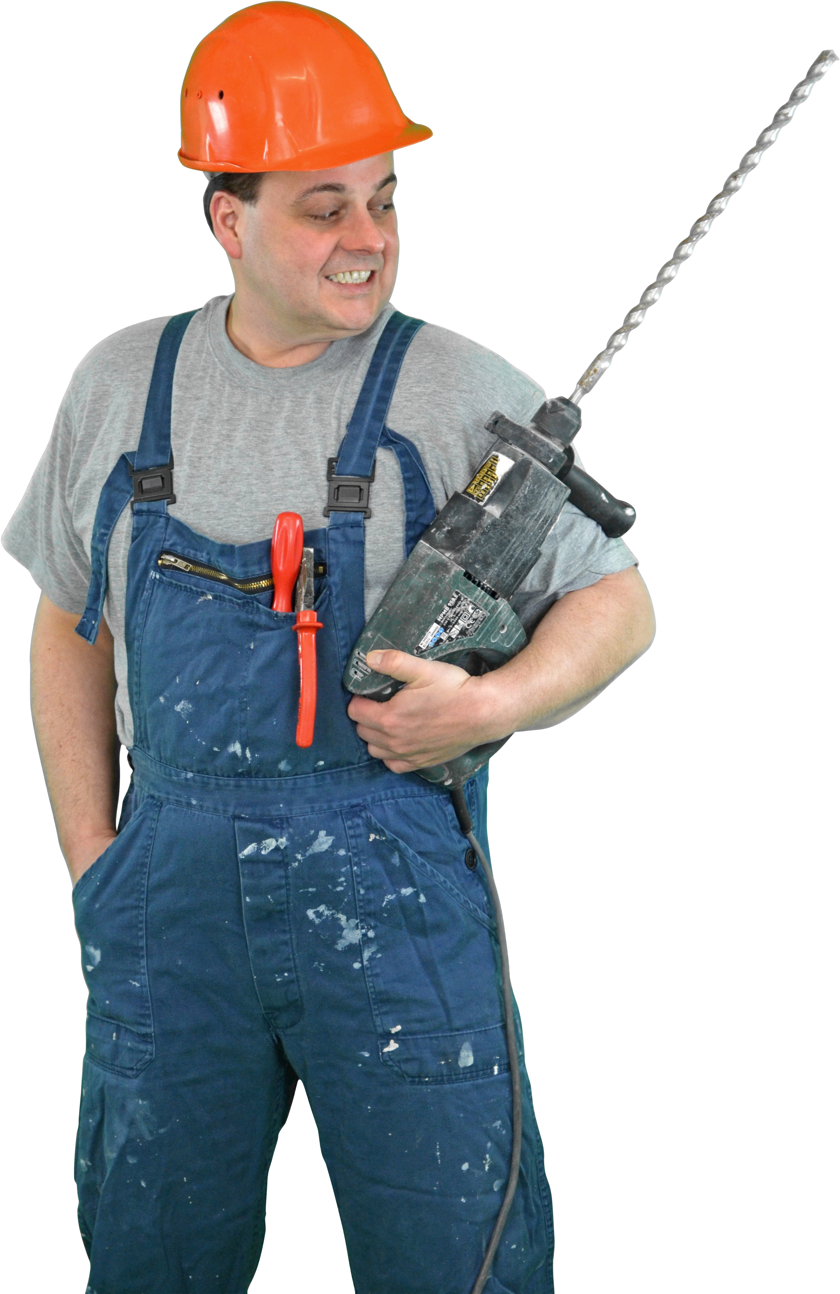 Construction Workers 921224 Clip - Drill (3030x4526), Png Download