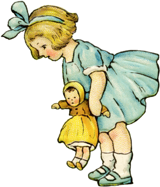 Stetcher Little Girl With Doll Photo Little Girl - Cartoon (1024x649), Png Download