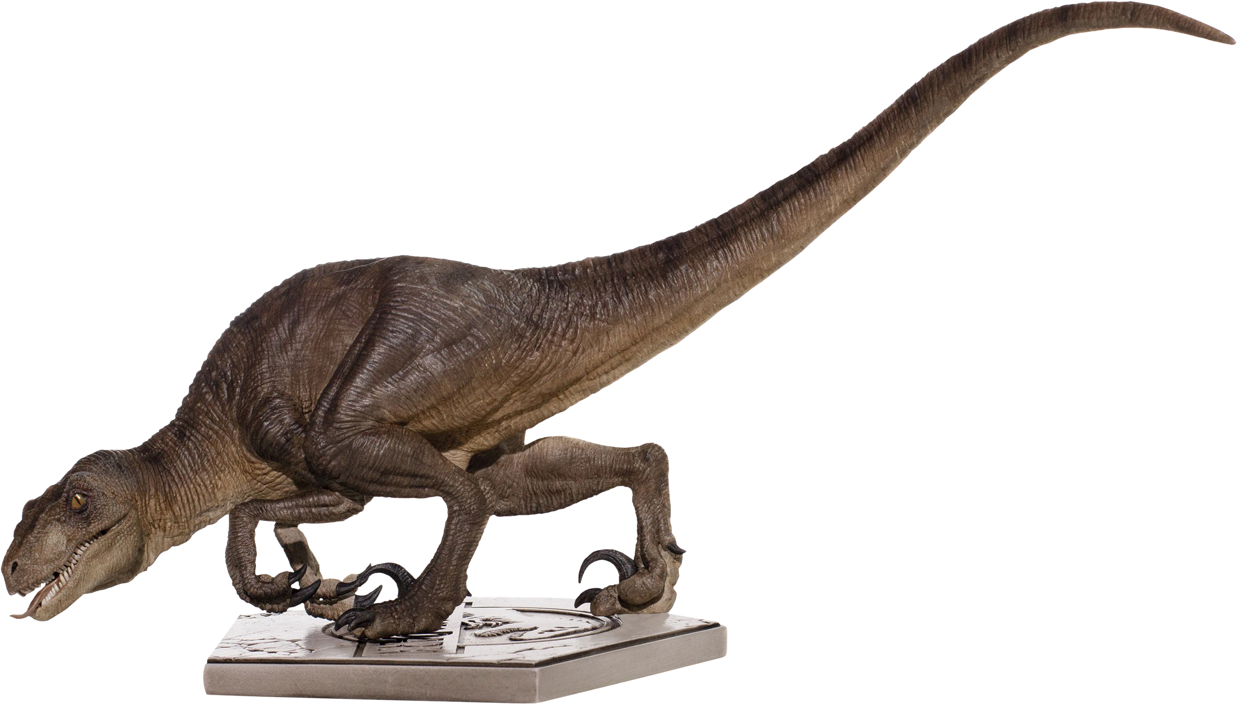 Crouching Velociraptor 1/10th Scale Statue - Iron Studios Jurassic Park Velociraptor (2650x1500), Png Download