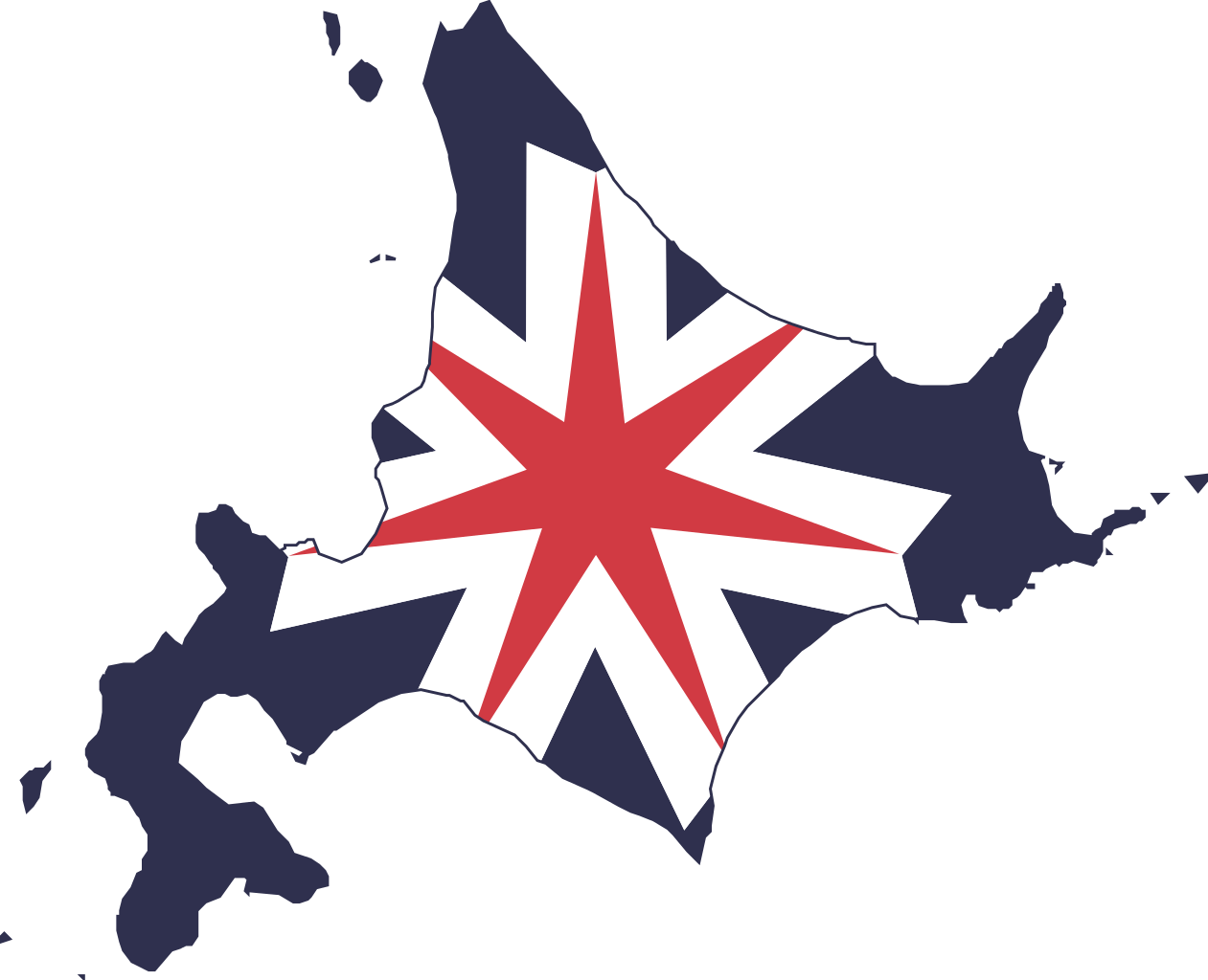 Flag Map Of Hokkaido Prefecture - Japan Prefectures Flag Map (1261x1024), Png Download