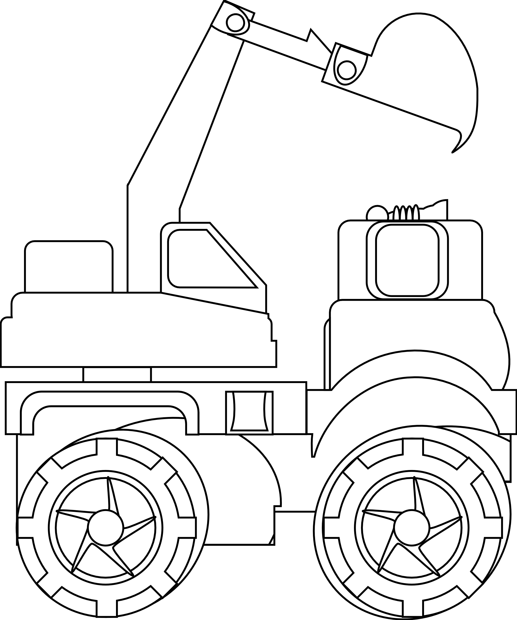 Fire Truck Clip Art Coloring Black And White Firetruck - Excavator (1979x2373), Png Download