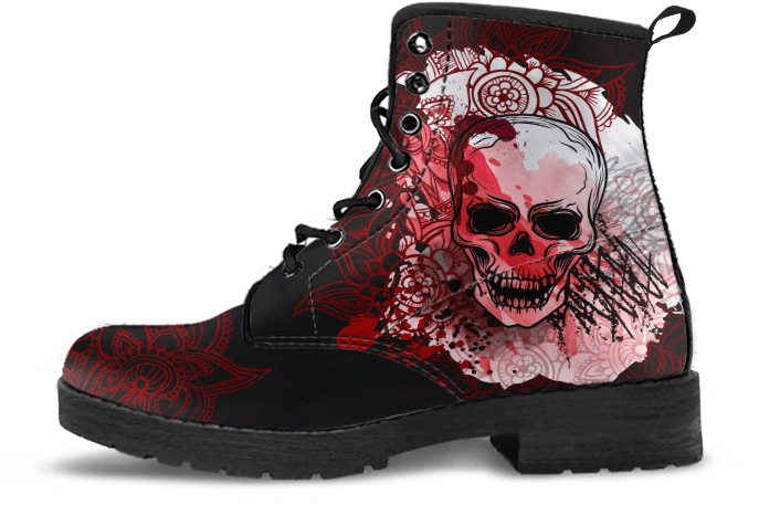 Skull Obsession Red & Black Skull Boots Ii - Betty Boop Boots (726x724), Png Download