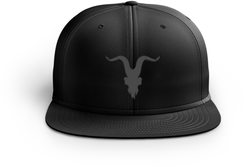Black Snap Back Cap W/ Black Skull Logo - Baseball Cap (600x600), Png Download