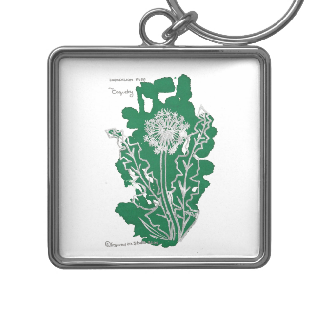 Coquetry, Floriography Inkblot Dandelion Drawing Key - Keychain (650x650), Png Download