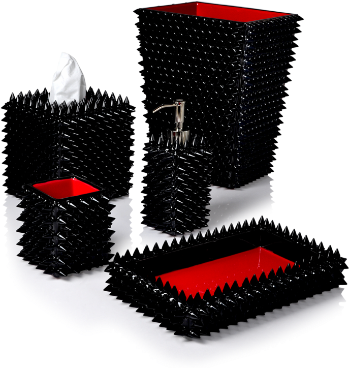 Quill Black Cones Embedded In Black Enamel With Red - Brush (800x800), Png Download