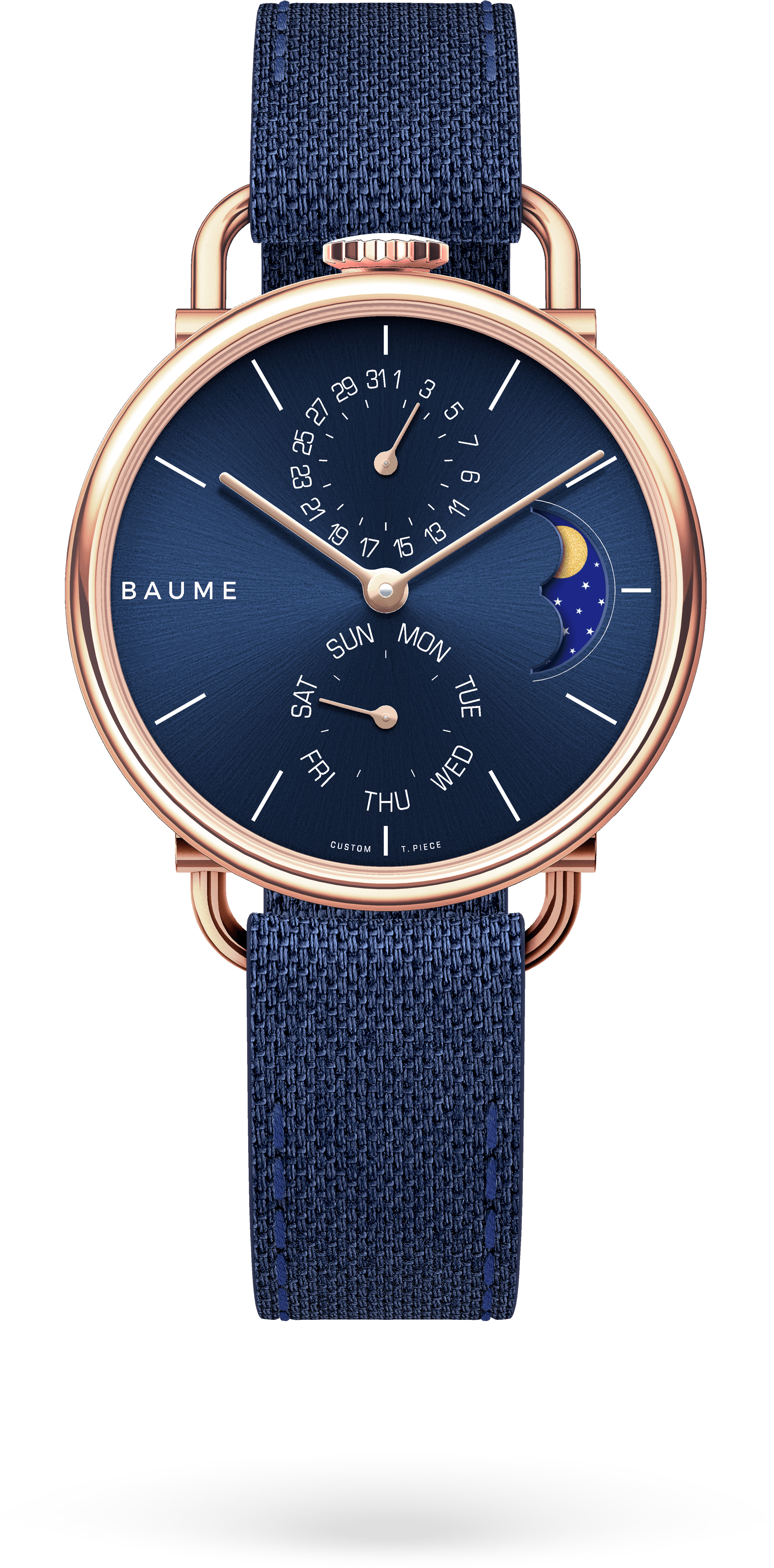 35mm Moonphase Unisex Custom Watch Miyota Golden Case - Watch (2048x4096), Png Download