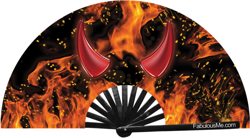 Devil Horn Bamboo Circuit Party Uv Glow Fan By Fabulous - Hand Fan (1024x1024), Png Download
