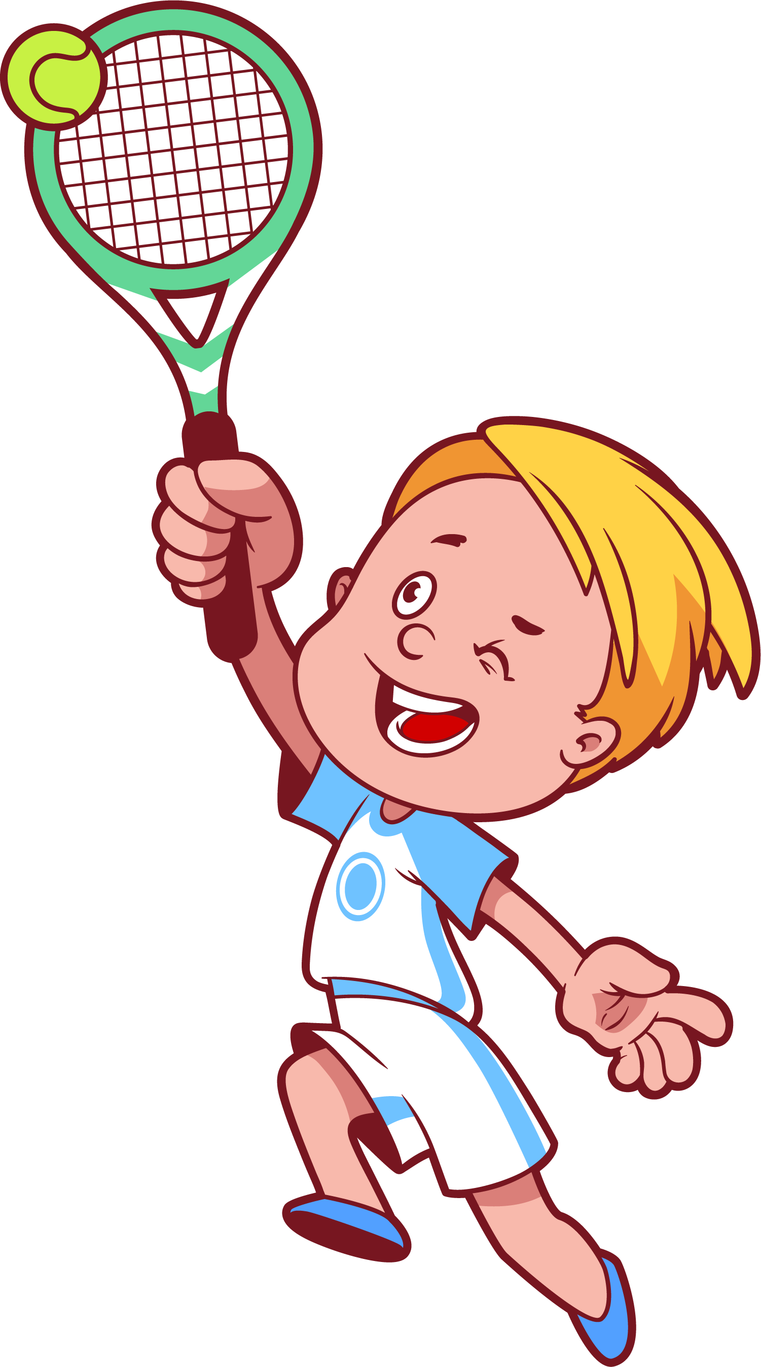 Png Free Stock Cartoon Child Clip Art Character Children - Children Tennis Cartoon (1501x2695), Png Download