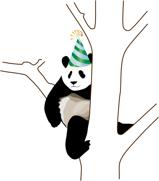 Panda On Tree Clipart (522x594), Png Download