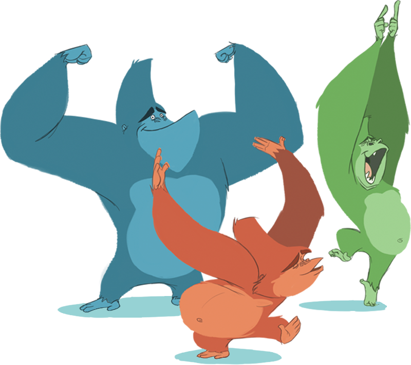 Tb Gorillas - Cartoon (800x709), Png Download