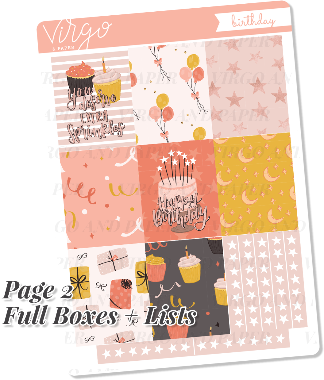 Birthday Weekly Planner Sticker Kit - Paper (1280x1280), Png Download