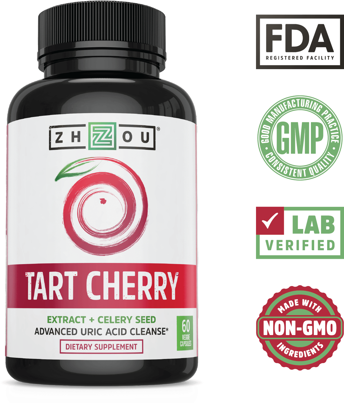 Zhou Nutrition Lab Verified, Non-gmo Tart Cherry Extract - Horny Goat Weed Zhou (1500x1500), Png Download