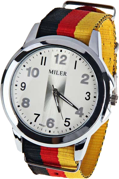 Brand Miler Nylon Watch Band Germany Flag Strap Summer - Analog Watch (600x600), Png Download