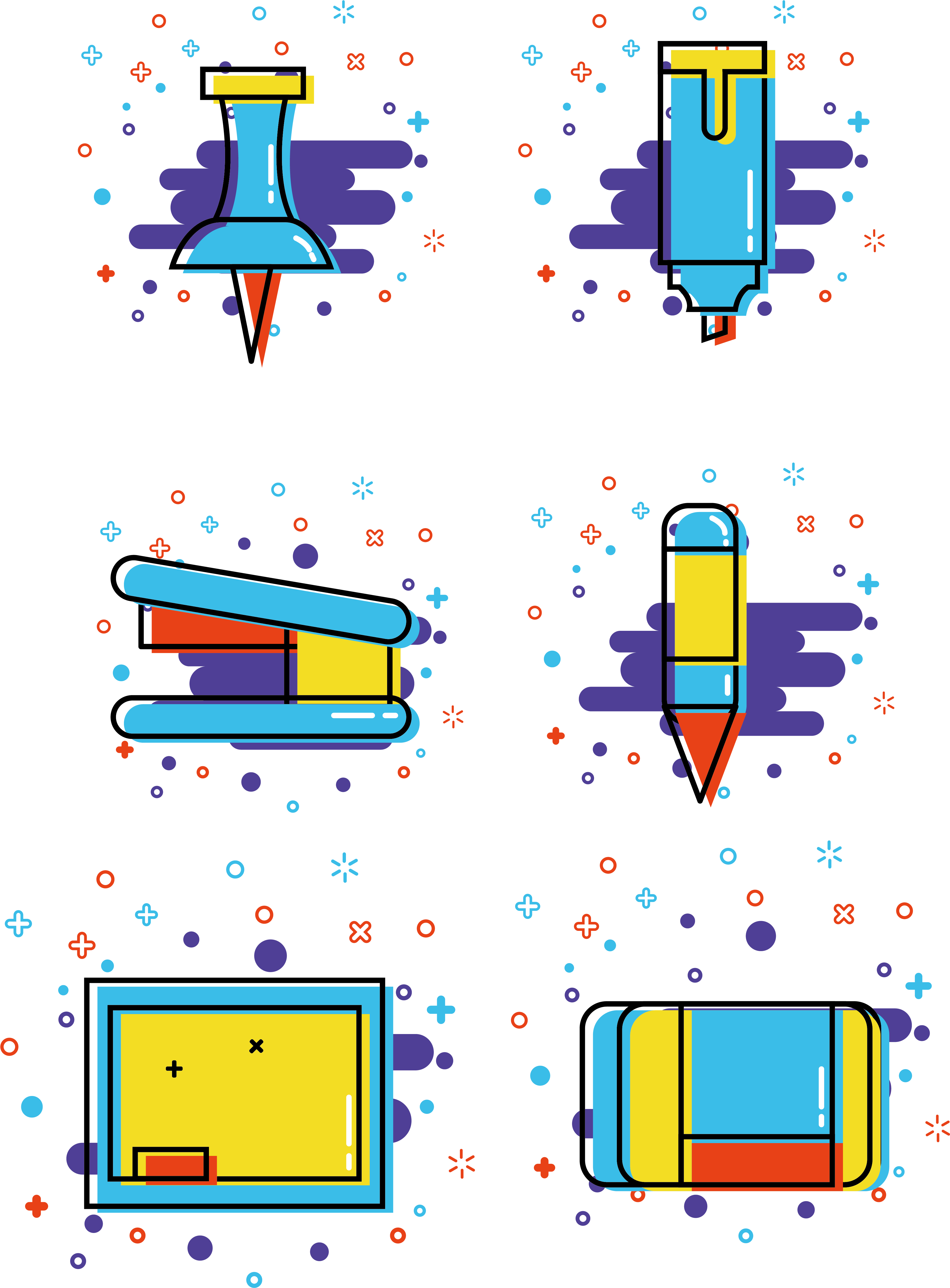 Mbe Style Student School Supplies Commercial Icon Elements - Graphic Design (4267x5704), Png Download