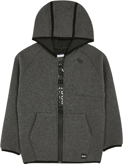 Gray Neoprene Hooded Jacket - Hoodie (600x800), Png Download