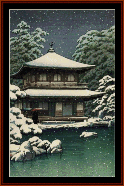 Snow At Ginkakuji - Kawase Hasui 1951 (600x600), Png Download