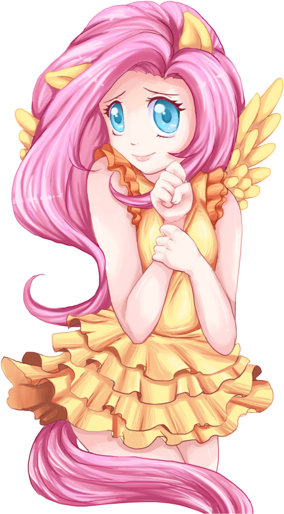 Fluttershy Rarity Rainbow Dash Applejack Twilight Sparkle - Mlp Human Anime Fluttershy (748x1069), Png Download