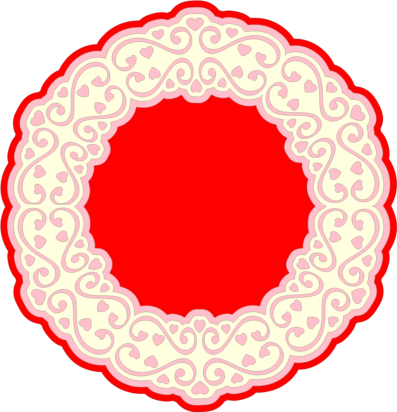 Heart Border For Doily - Circle (1355x1407), Png Download