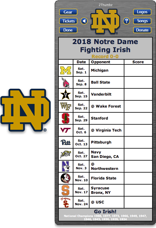 Get Your 2018 Notre Dame Fighting Irish Football Schedule - Ohio State Buckeyes Football Schedule (529x760), Png Download