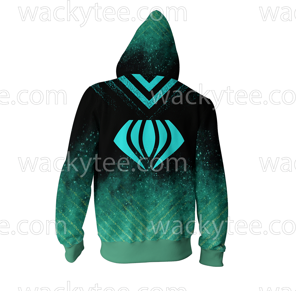 Rwby Emerald Sustrai Symbol Zip Up Hoodie Fullprinted - Naruto Nine Tails Hoodie (1024x1024), Png Download