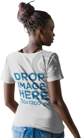 Back Of A Woman With Dreadlocks Wearing A T-shirt Mockup - Girl (640x480), Png Download