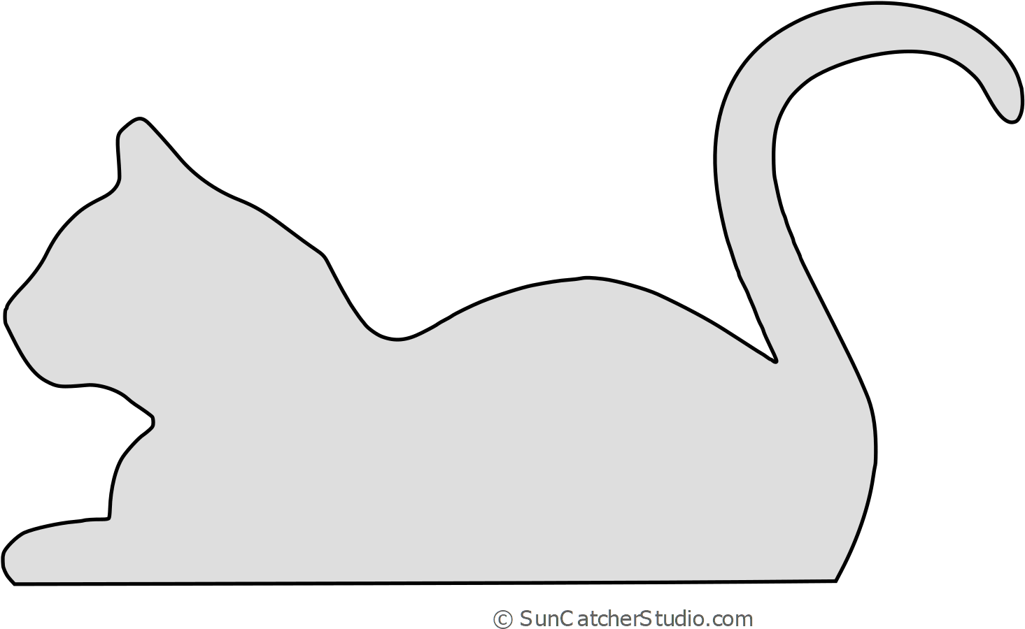 Cat Lying Down Cat Silhouette, Pattern, Stencil - Cat (1500x937), Png Download