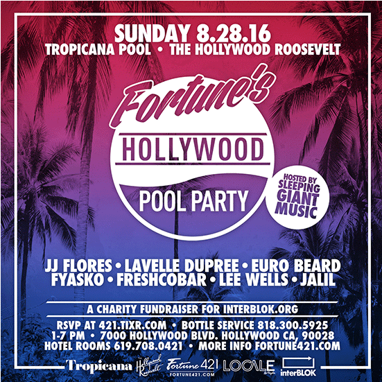 Fortune's Hollywood Pool Party Tickets At The Tropicana - Flyer (550x770), Png Download