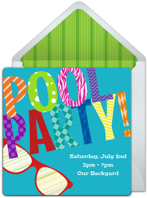 Colorful Pool Party Online Invitation - Graphic Design (650x650), Png Download