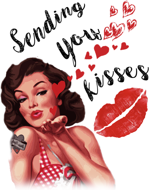 Click And Drag To Re-position The Image, If Desired - Pin Up Girl Kisses (560x700), Png Download