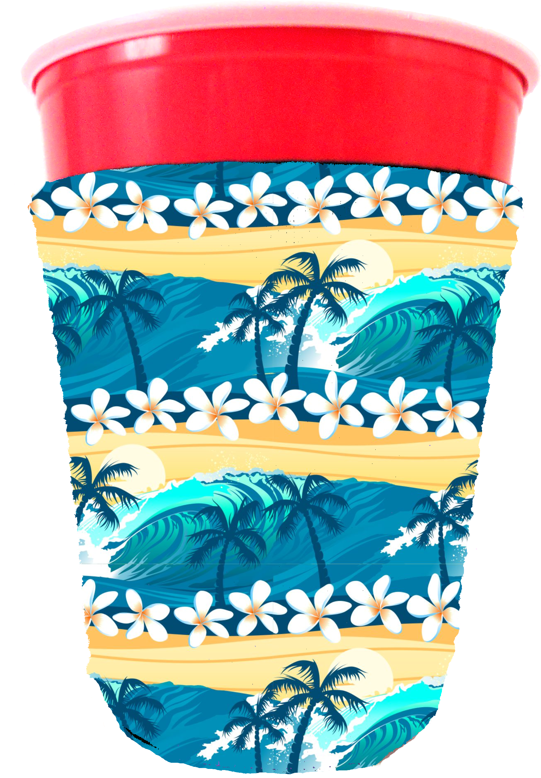 Coolie Junction Tropical Waves Beach Pattern Solo Cup (1945x2730), Png Download