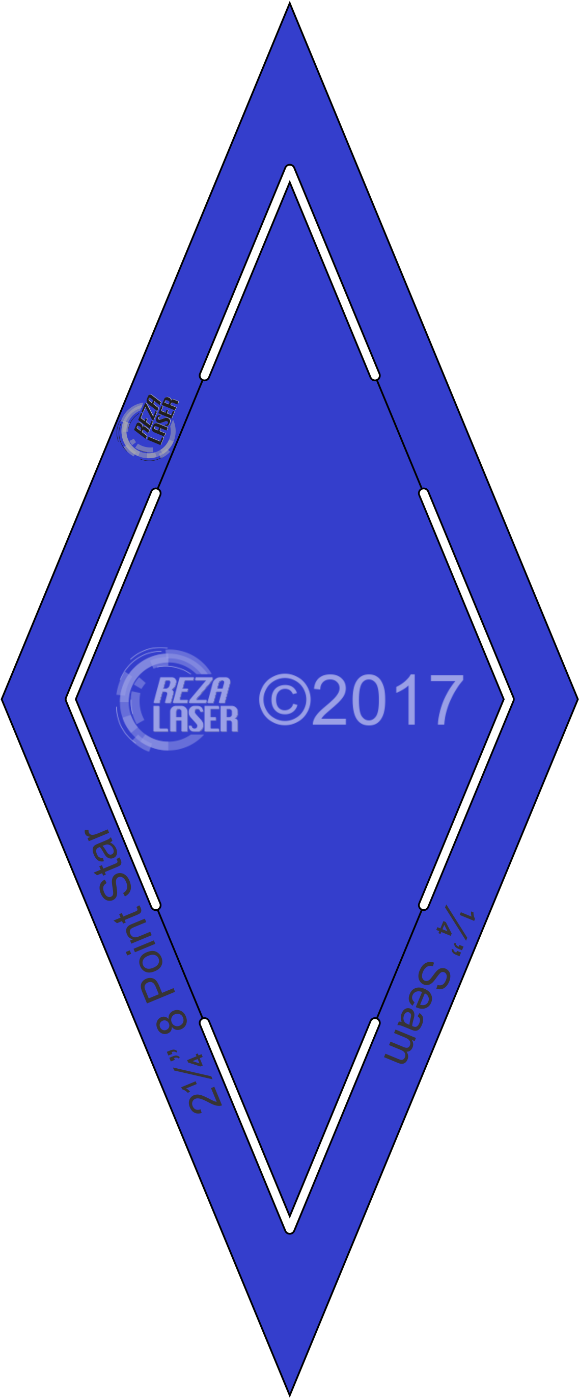 Diamond 8 Point Star 2¼” Inch Acrylic Template Keyhole - Traffic Sign (2742x2742), Png Download