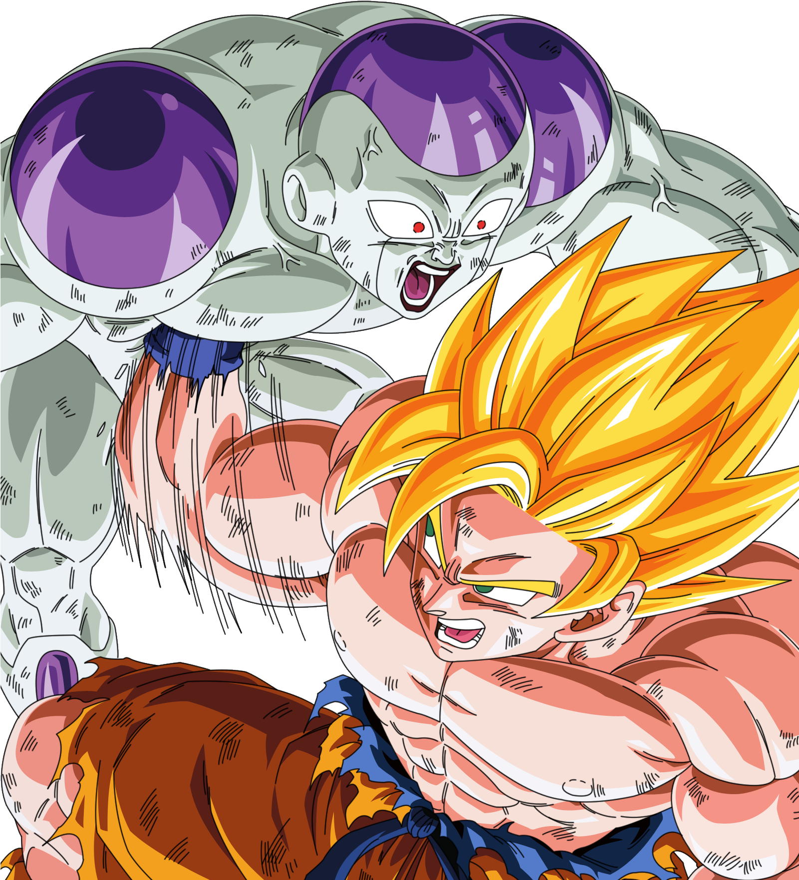 Goku Vs Frieza - Dragon Ball Freezer Vs Goku (1600x1800), Png Download