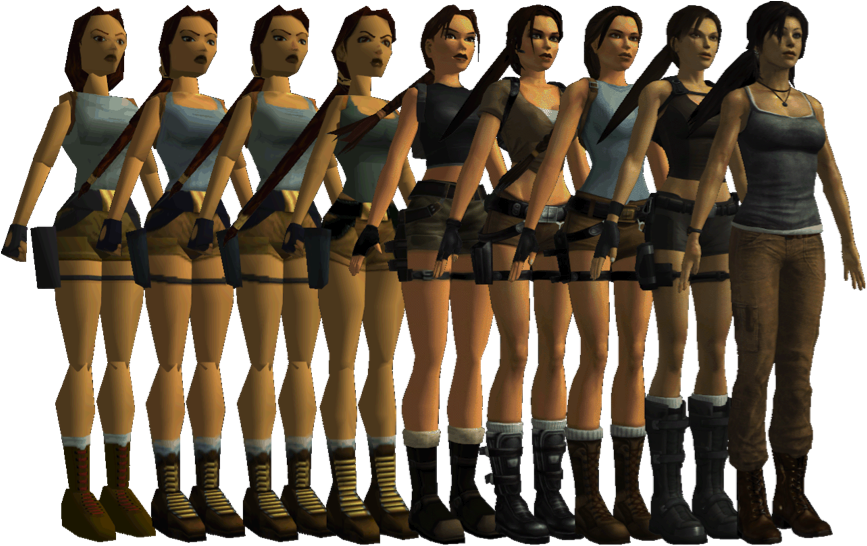 The Evolution Of Lara Croft - Evolution Of Lara Croft Models (867x546), Png Download