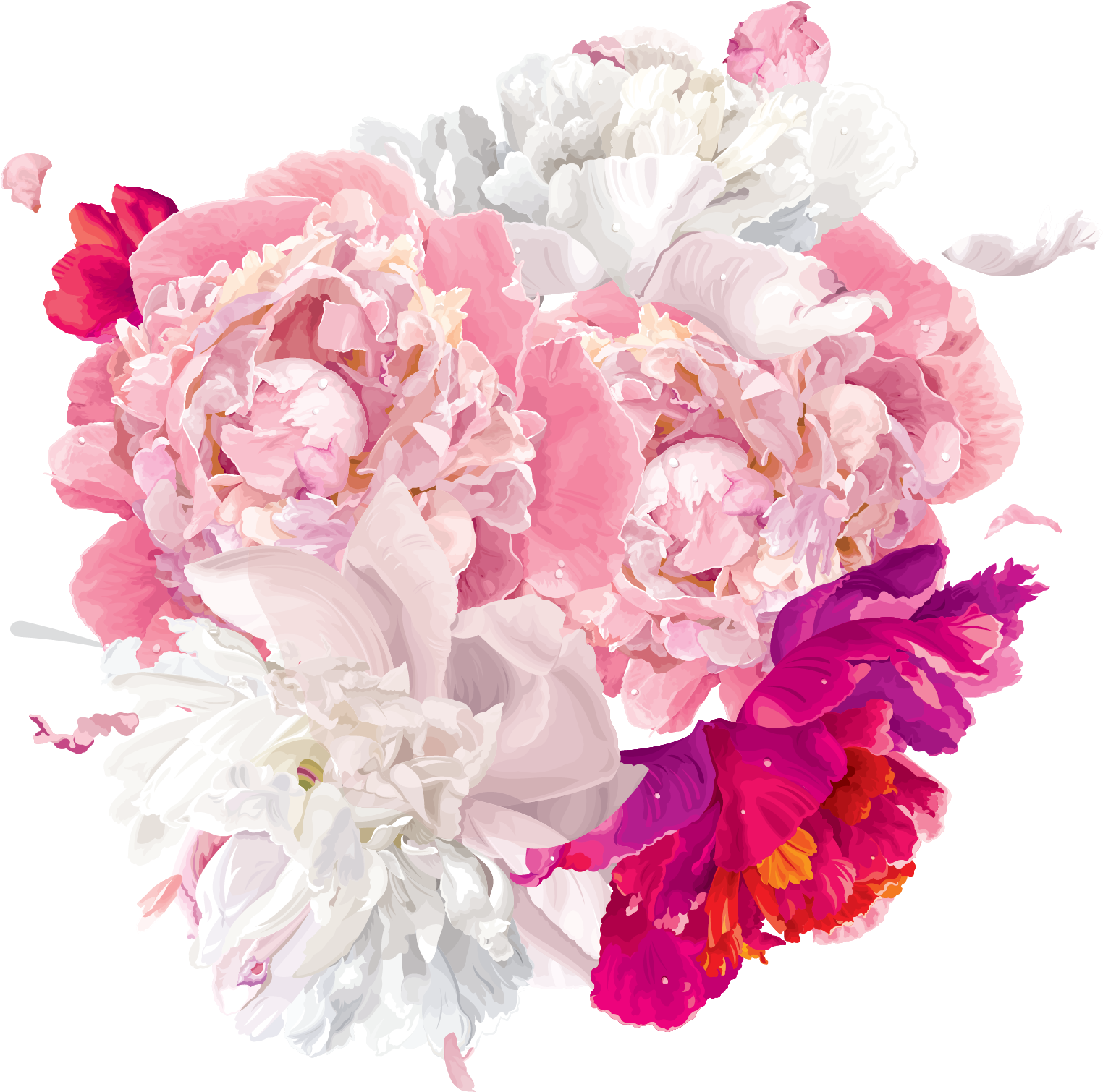 Peony Clipart Vector - Προσκλητηρια Βαπτισησ Με Λουλουδια (2796x2596), Png Download