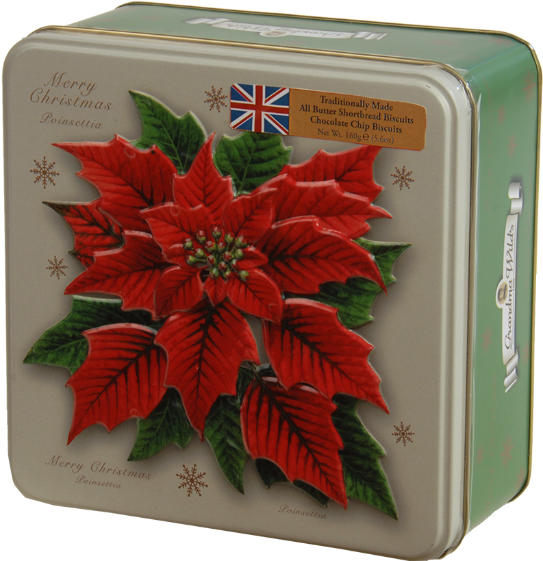 Embossed Poinsettia Tin - Poinsettia In Tin Box (1010x1010), Png Download