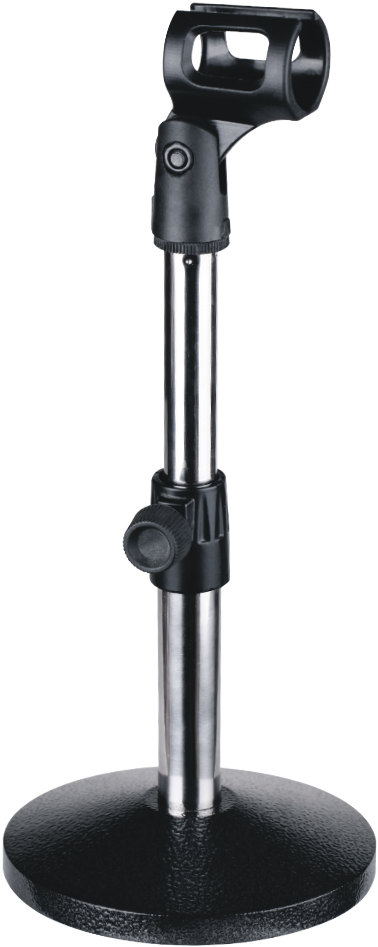 Table Stainless Round Bottom Microphone Stand - Baluster (423x964), Png Download