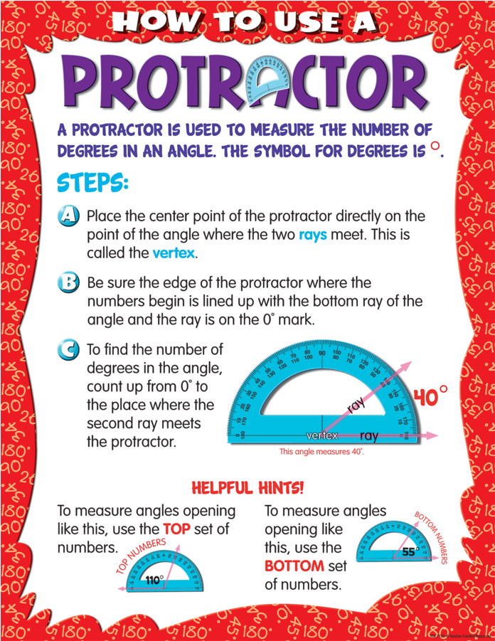 Tcr7730 How To Use A Protractor Chart Image - Protractor Chart How To Use Protractor (900x900), Png Download