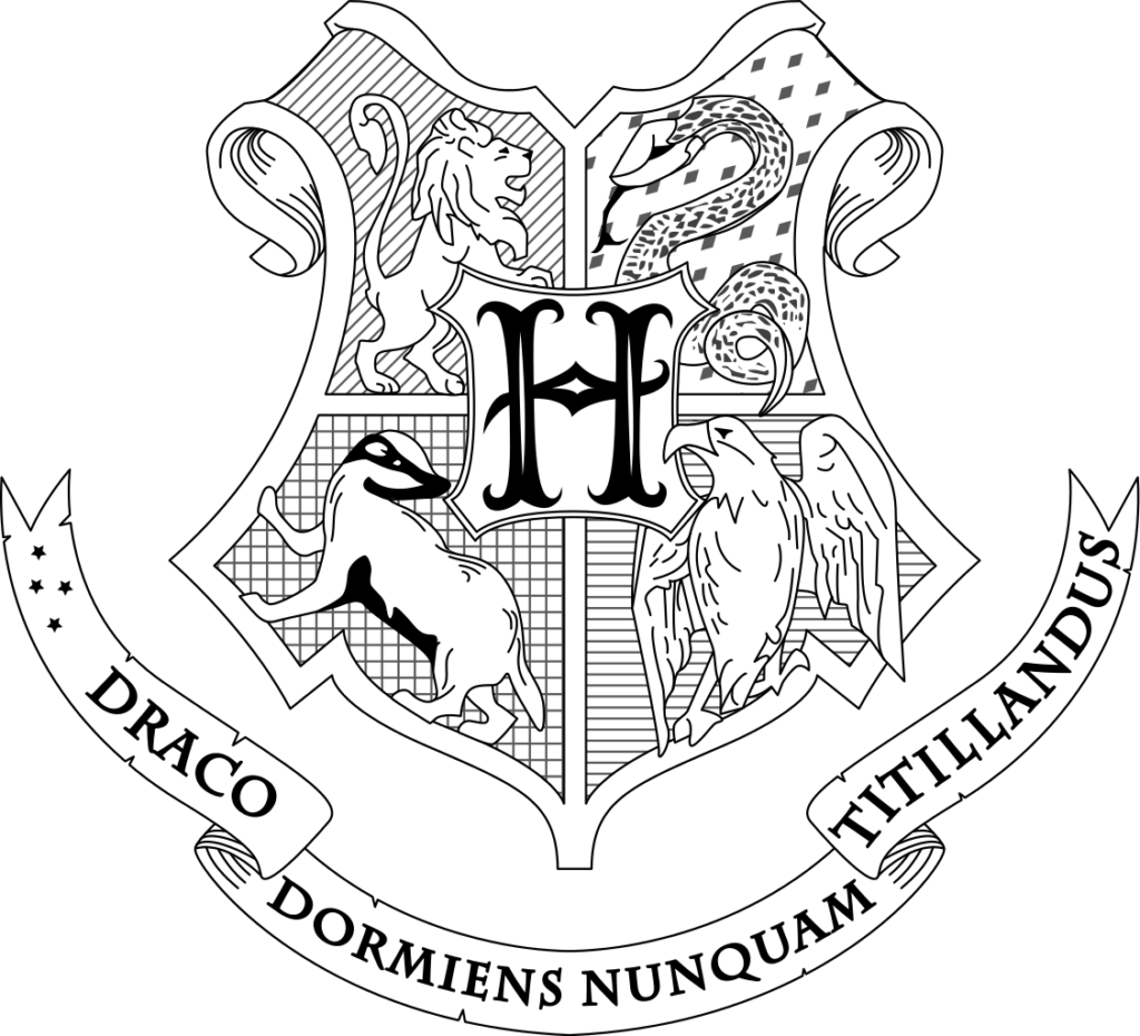 Coloring Page For Beatiful Draw Kids And - Harry Potter Coloring Pages Hogwarts Crest (1024x930), Png Download