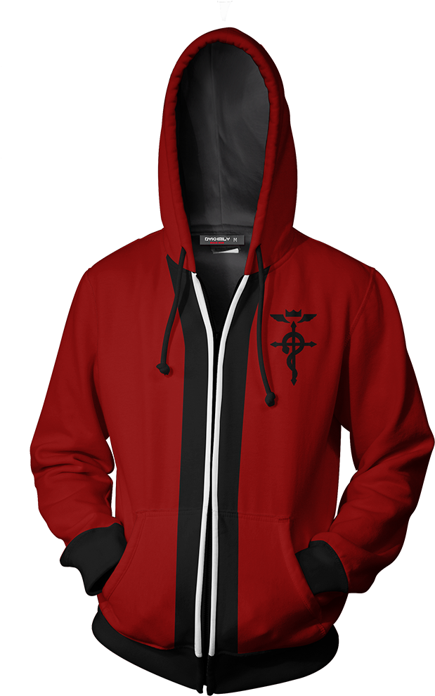 Fullmetal Alchemist Elric Edward Cosplay Zip Up Hoodie (1024x1024), Png Download