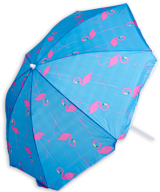 Flamingo Beach Umbrella (654x654), Png Download